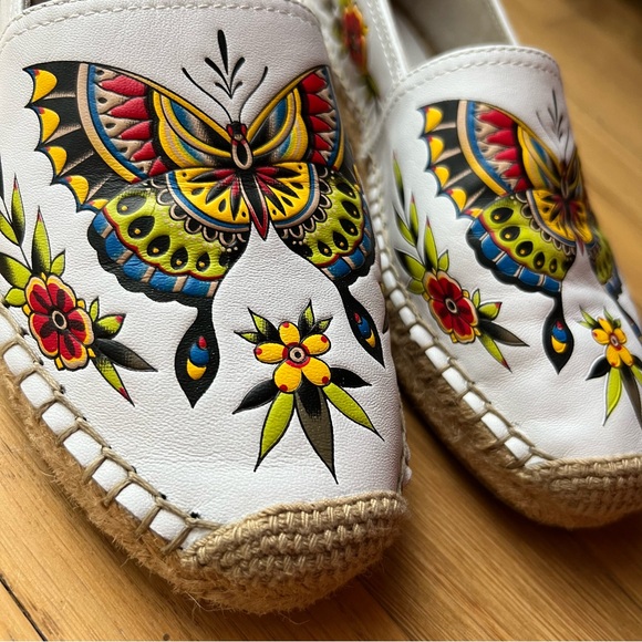 ASH White Leather Butterfly Espadrilles Shoes - Picture 2 of 5